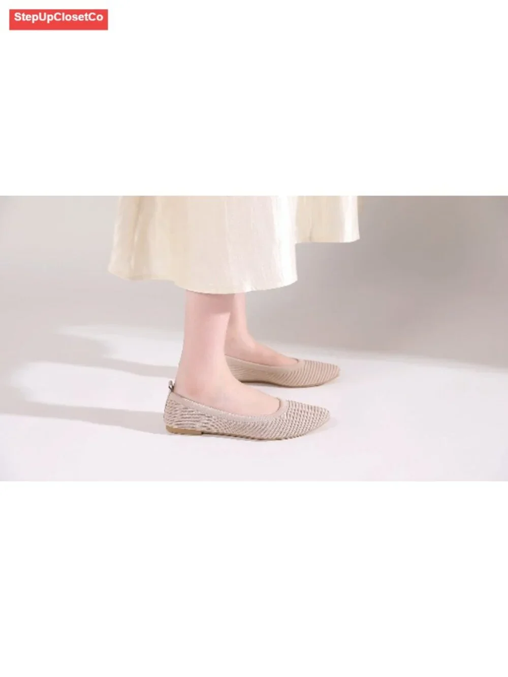 Women's Knit Ballet Flats Pointed-Toe Comfortable Slip On Dressy Casual Shoes